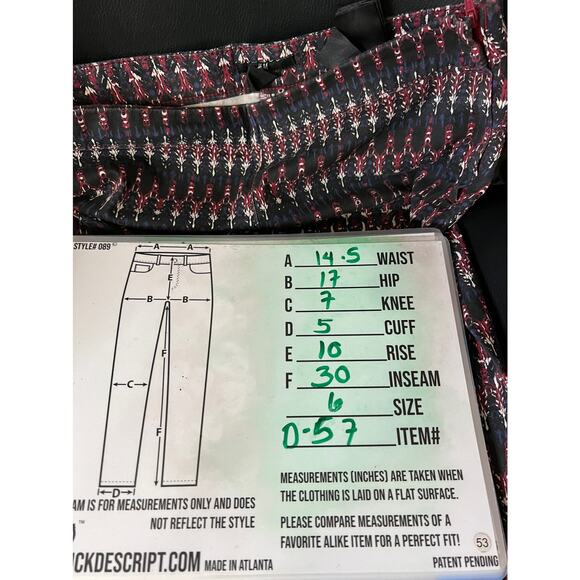 H&M Skinny High waist Pant black burgundy printed zs 6 skinny Stretch - Picture 14 of 14